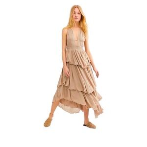 Free People Drop Dead Beauty Maxi Dress by Endless Summer Beige XS